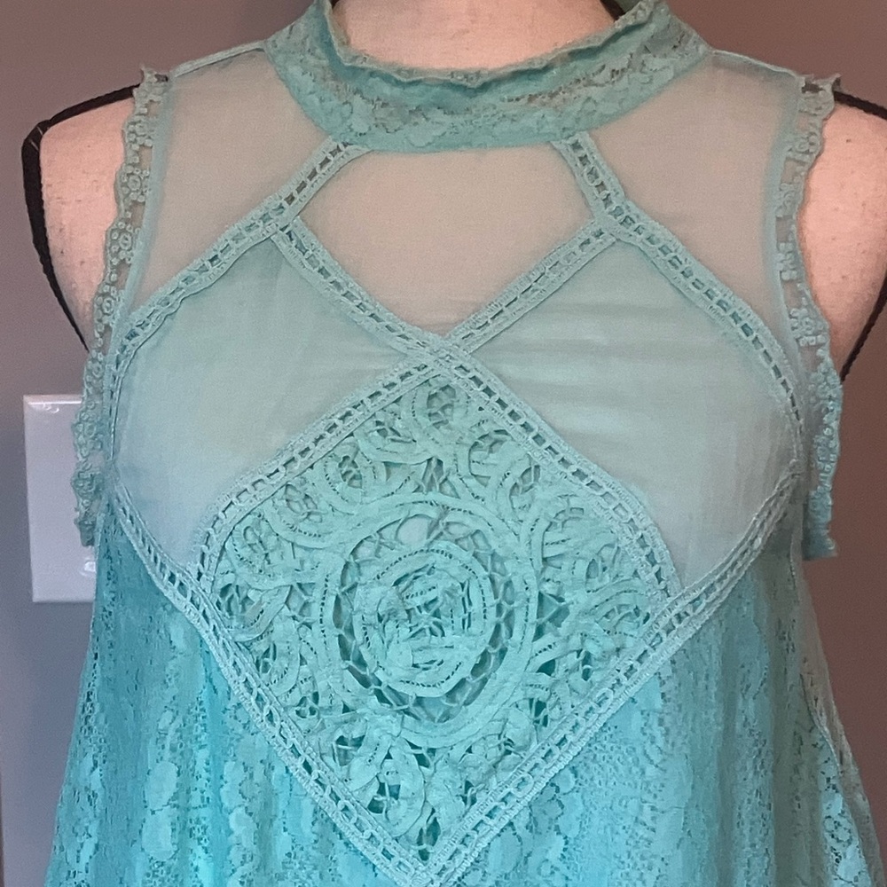 Free People Aqua lace dress - Picture 7 of 16